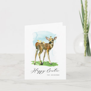 Happy Easter Baby Deer and Chicks Card