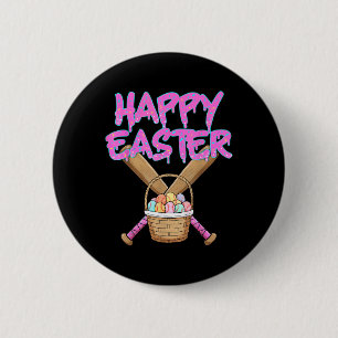 Happy Easter Baseball Bat Ice Cream Drip With Egg 2 Inch Round Button