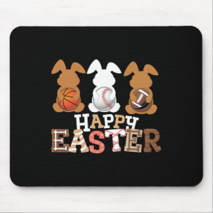 Happy Easter Baseball Football Basketball Bunny Ra Mouse Pad