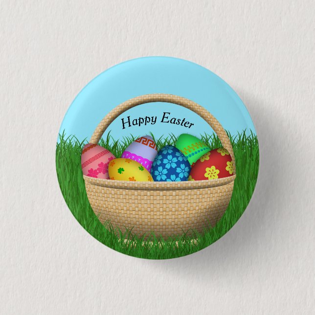 Happy Easter Basket 1 Inch Round Button (Front)