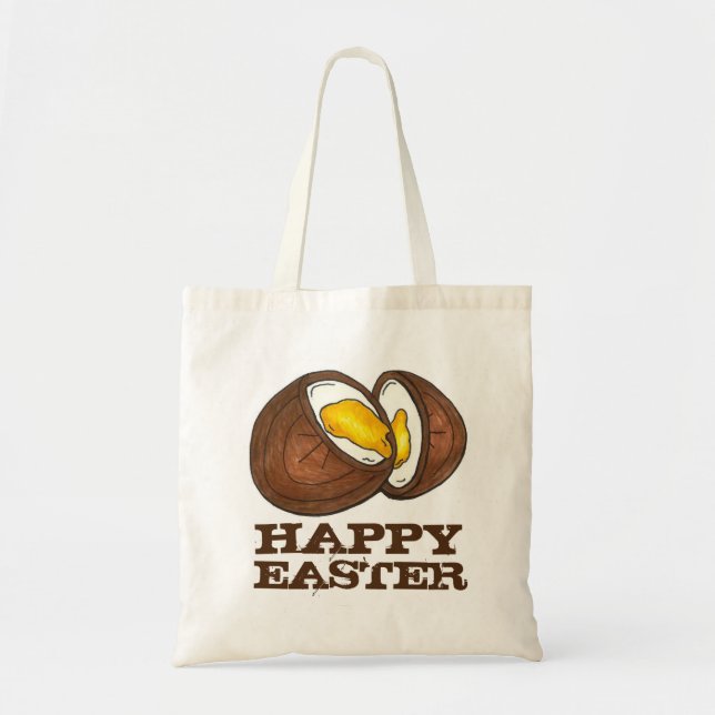 Happy Easter Basket Chocolate Cream Egg Candy Tote Bag (Front)