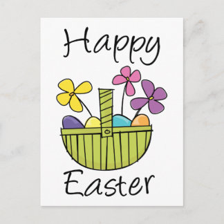 Happy Easter Basket Holiday Postcard