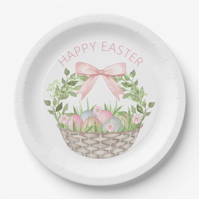 Happy Easter Basket  Paper Plate (Front)