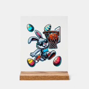Happy Easter Basketball Boys Easter Bunny Funny Ea Acrylic Sign
