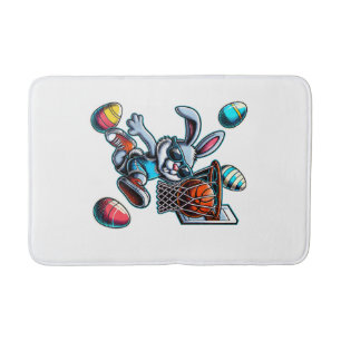 Happy Easter Basketball Boys Easter Bunny Funny Ea Bath Mat