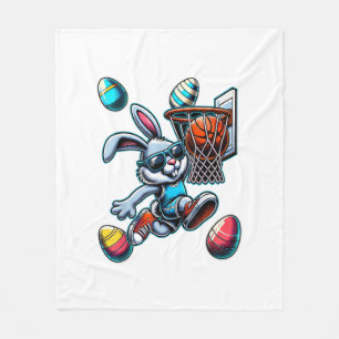 Happy Easter Basketball Boys Easter Bunny Funny Ea Fleece Blanket