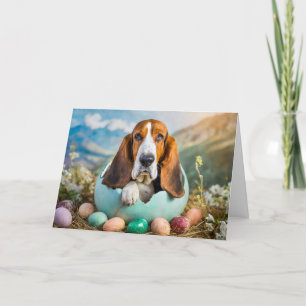 Happy Easter Bassett hound dog Holiday Card
