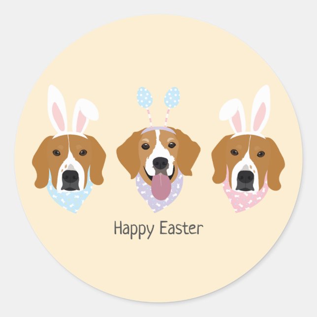 Happy Easter Beagle Dogs Classic Round Sticker (Front)