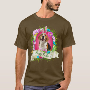 Happy Easter Beagle Wearing Bunny Ear Eggs Cool T-Shirt