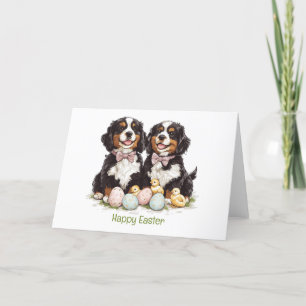 Happy Easter Bernese Mountain Dogs Easter Eggs Holiday Card
