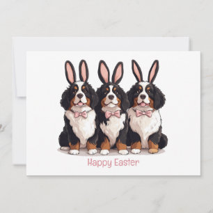 Happy Easter Bernese Mountain Dogs Holiday Card