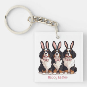 Happy Easter Bernese Mountain Dogs Keychain