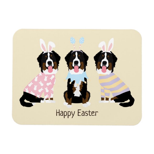 Happy Easter Bernese Mountain Dogs Magnet (Horizontal)