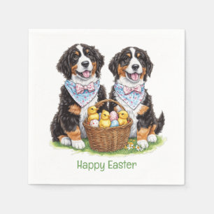 Happy Easter Bernese Mountain Dogs Napkin