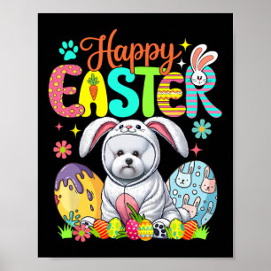 Happy Easter Bichon Frise Cosplay Bunny Chocolate  Poster