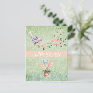 Happy Easter Bird On A Branch Postcard