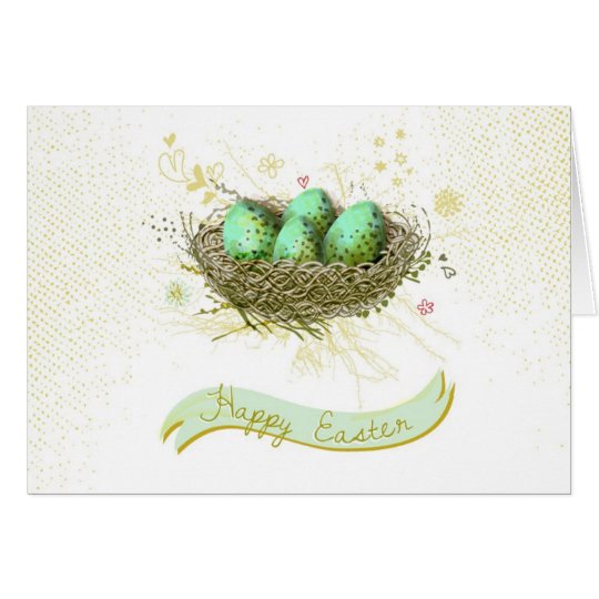 Happy Easter! - Birds nest with colourful eggs Card