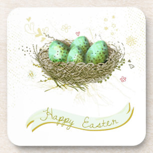 Happy Easter! - Birds nest with colourful eggs Coaster