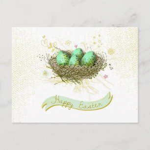 Happy Easter! - Birds nest with colourful eggs Holiday Postcard