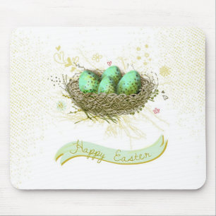 Happy Easter! - Birds nest with colourful eggs Mouse Pad
