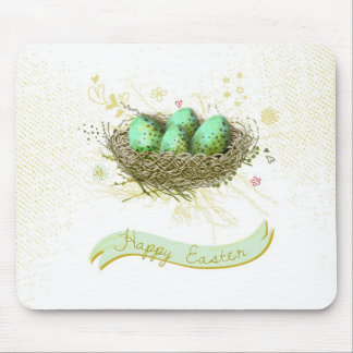 Happy Easter! - Birds nest with colourful eggs Mouse Pad