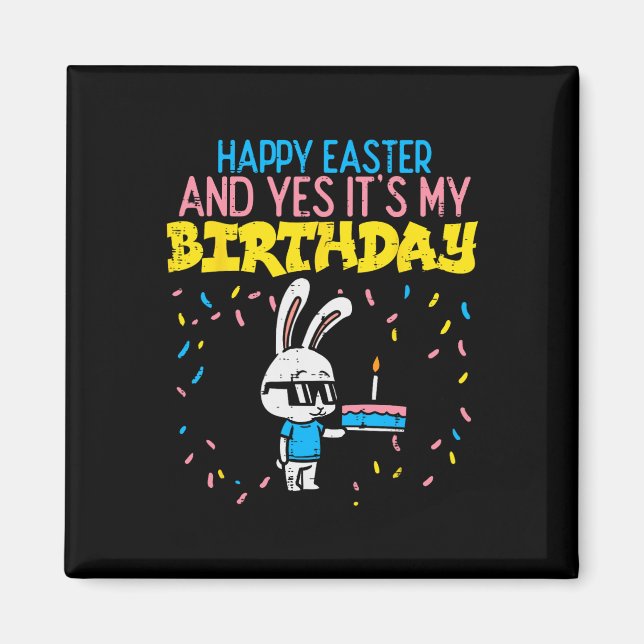 Happy Easter Birthday Bunny Cake Bday Party Boys G Magnet (Front)