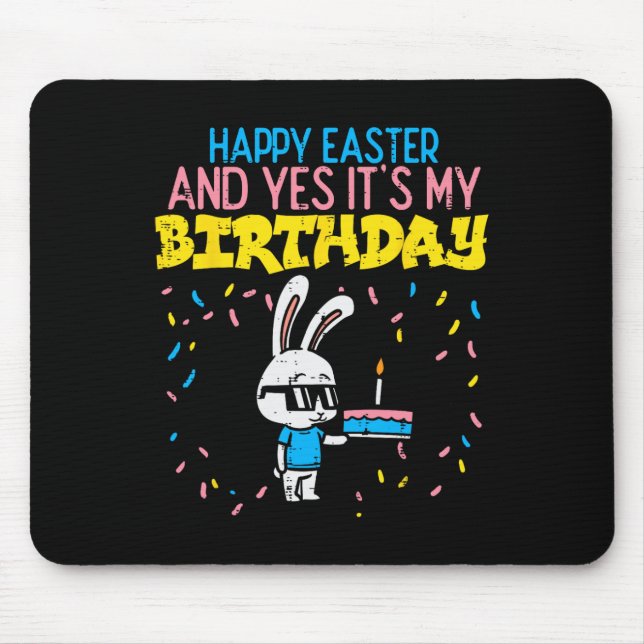 Happy Easter Birthday Bunny Cake Bday Party Boys G Mouse Pad (Front)