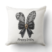 Happy Easter Black Lace Bunny Lace Ears Lace Bow