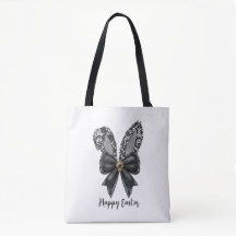 Happy Easter Black Lace Bunny Lace Ears Lace Bow