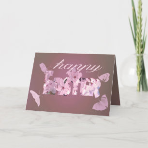 Happy Easter Blossoms And Butterflies Holiday Card