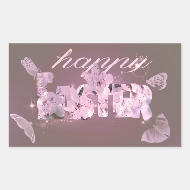 Happy Easter Blossoms And Butterflies Sticker (Front)