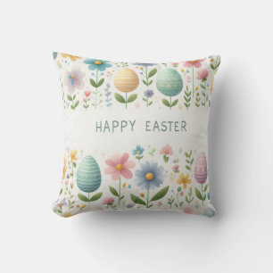 Happy Easter Blossoms Throw Pillow
