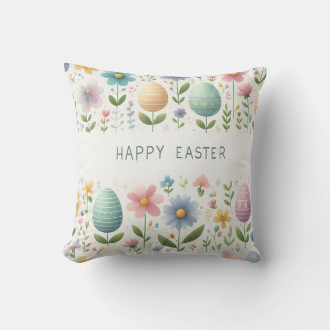 Happy Easter Blossoms Throw Pillow (Front)