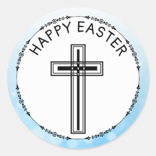 Happy Easter Blue Cross Religious Stickers