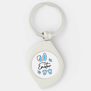 Happy Easter blue Keychain