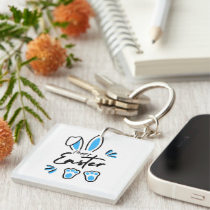 Happy Easter blue Keychain