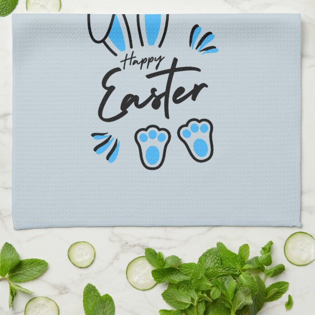 Happy Easter blue Kitchen Towel (Folded)