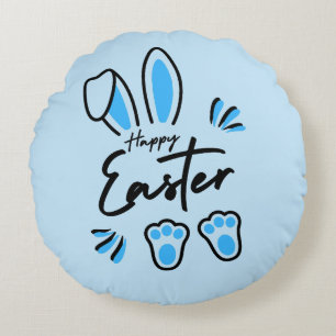 Happy Easter blue Round Pillow
