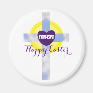 Happy Easter Blue Sky Cross Resurrection Day Magnet
