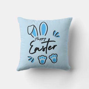 Happy Easter blue Throw Pillow