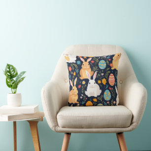 Happy Easter Boho Bunny Collection Throw Pillow