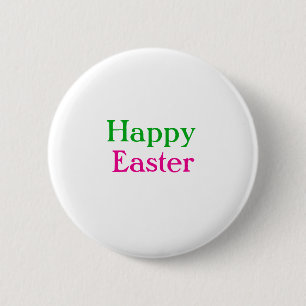 Happy easter boho green pink kids add name title 2 inch round button