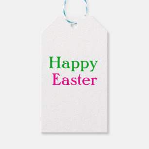 Happy easter boho green pink kids add name title gift tags