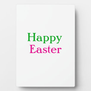 Happy easter boho green pink kids add name title plaque