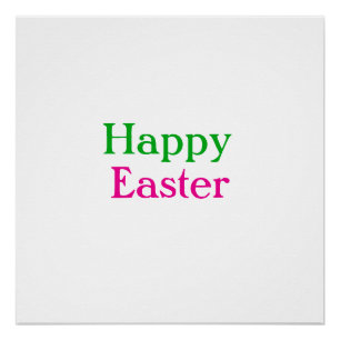 Happy easter boho green pink kids add name title poster