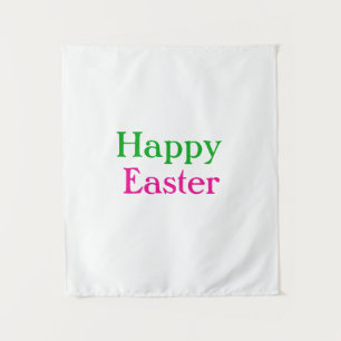 Happy easter boho green pink kids add name title tapestry
