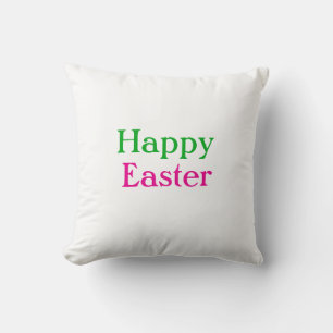 Happy easter boho green pink kids add name title throw pillow
