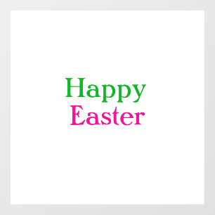 Happy easter boho green pink kids add name title window cling