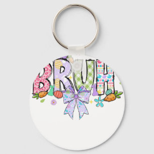 happy easter bow bunny bruh, retro, vintage keychain
