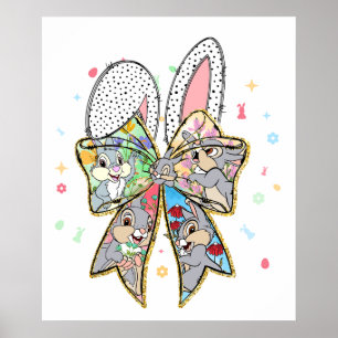 happy easter bow bunny, retro, vintage poster